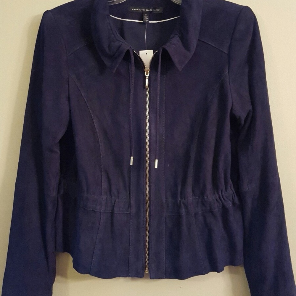White House Black Market Deep Blue Leather Jacket